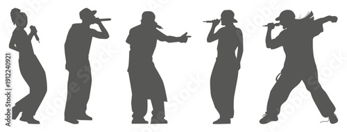 Hip hop rapper performance silhouette set