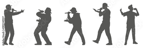Hip hop rapper performance silhouette set