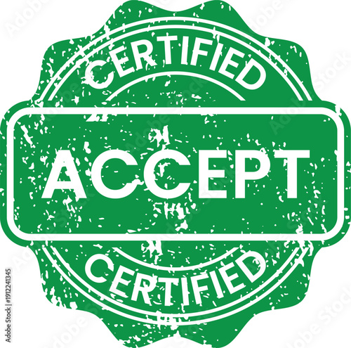 Green certified accept stamp seal