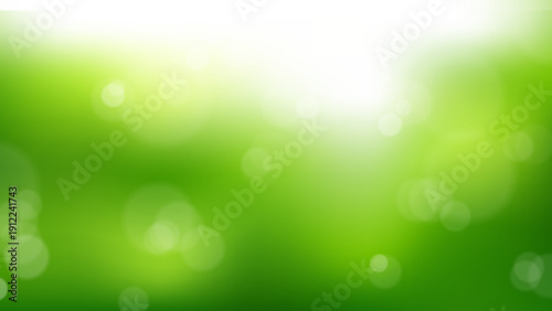 Abstract fresh green nature background with bokeh lights and sunlight, eco friendly concept for summer or spring