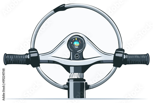 Futuristic Bicycle Handlebars with Digital Display and Integrated Ring