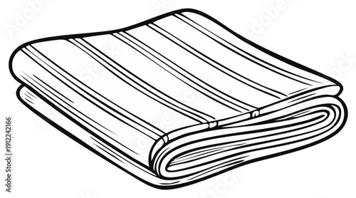 Folded Striped Towel Illustration, Home Textiles, Washcloths, Table Linens, Bathroom Accessory Still Life