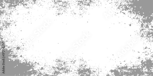 Abstract grunge background design featuring a dark vintage frame with black ink splat patterns and dirty paint liquid splatter elements on a dusty vector texture illustration