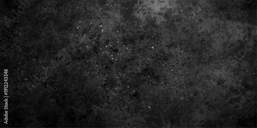 A dark grunge texture background featuring an aged black and gray concrete wall with a dirty rough stone pattern and vintage antique paper surface for a textured backdrop design