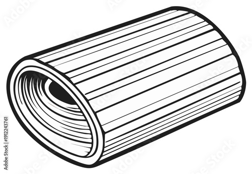 Isolated black and white illustration of pasta