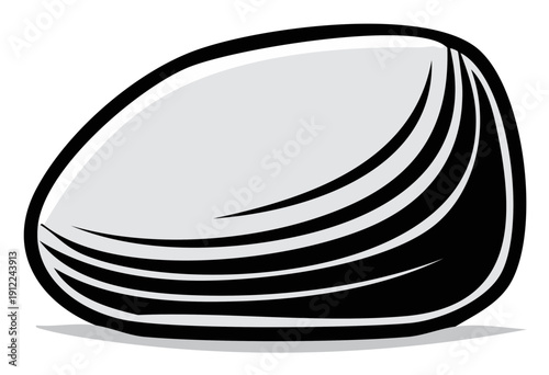 Stylized graphic of a single smooth oval shell with curved lines