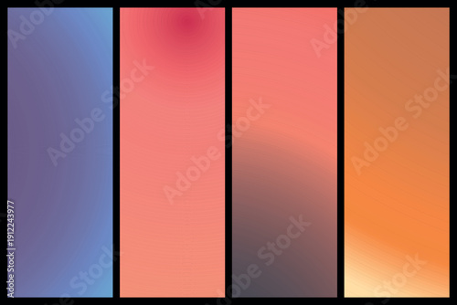 Metalic gradient collection with shiny rainbow hologram. Holographic foil texture, green, blue, yellow, pink gradation. Vector set for frame, ribbon, border, other design.
