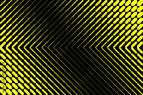 Sharp Centralized Yellow Zigzag Pattern with Halftone Gradient and Black Background for High Impact Design and Branding