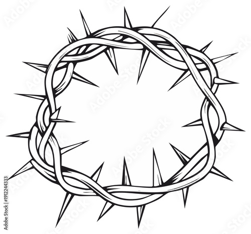 Religious Symbol of Woven Thorns Crown Illustration for Sacrifice and Suffering