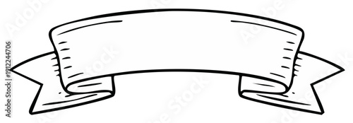 Simple black and white ribbon banner illustration for messages and promotion