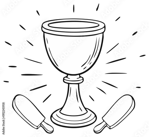 Medieval Chalice with Ice Cream Bars Radiating Light Graphic Illustration