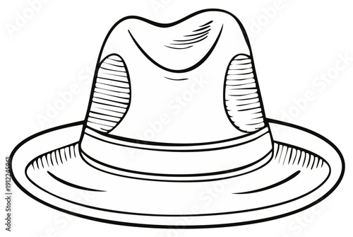 Classic Fedora Hat Outline Drawing Vintage Style Accessory