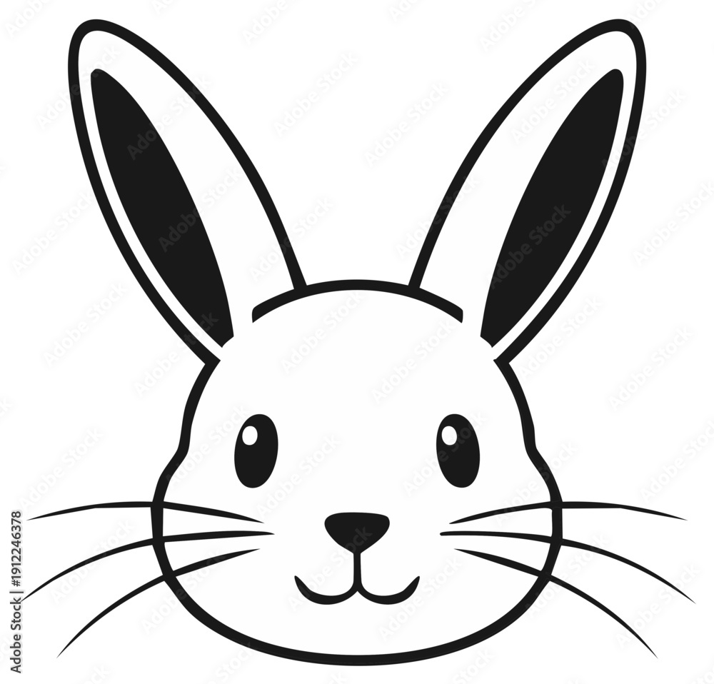 Obraz premium Cartoon rabbit face illustration isolated on white background.