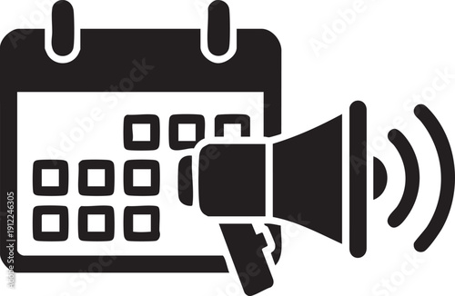 Announce important dates with a megaphone and calendar icon, symbolizing planning and communication.