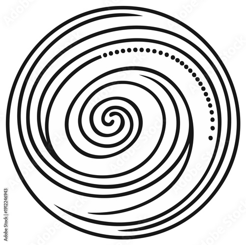 Abstract spiral design in black and white, vector illustration