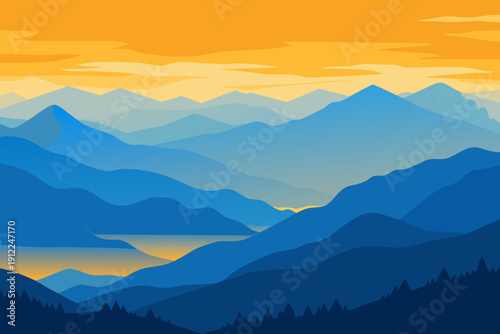 Mountain range at sunset