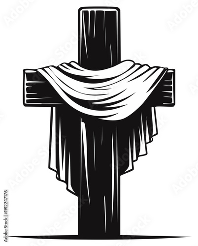 Religious Cross Covered in White Cloth a Symbol of Christianity Faith Hope and Sacrifice
