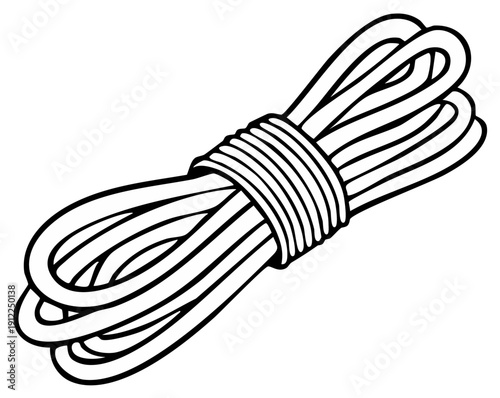 Bundle of coiled rope tied together for storage or transport
