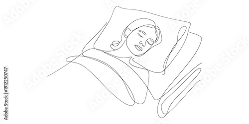 Sleeping woman drawing in minimalist line art