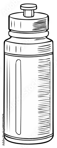Outline illustration of a sports water bottle for hydration and fitness activities