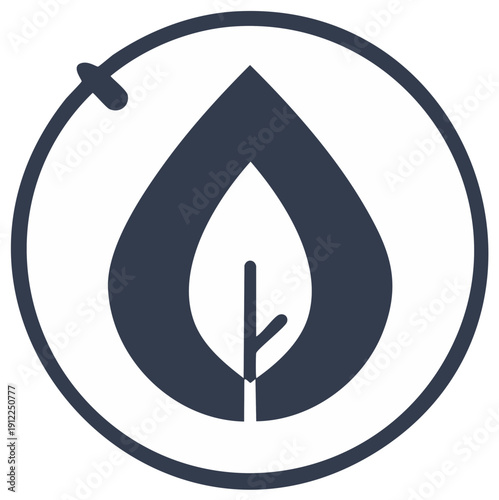 Abstract Nature Vector Logo of Waterdrop with Leaf Symbolizing Eco-Friendly Resource