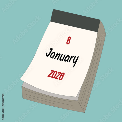 Wallpaper Mural January 8. Daily Calendar icon for design. Simple design for business brochure, flyer, print media, advertisement. Easily editable. Torontodigital.ca