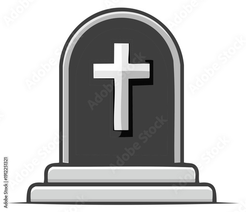 Christian Tombstone with Cross Symbol and Granite Texture
