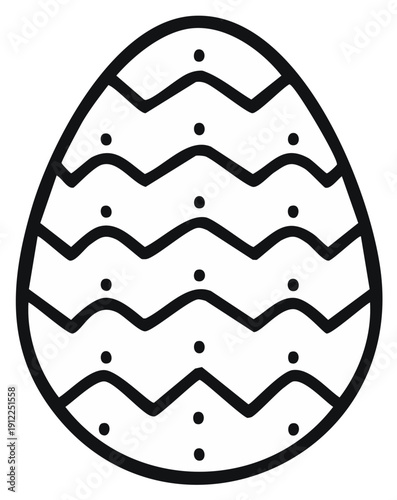Decorated Easter Egg Illustration for Holiday Celebrations Simple Icon with Zigzags and Dots on White
