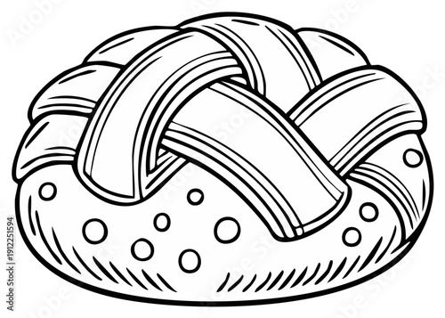 Illustration of a Pan de Muerto, traditional Mexican sweet bread for Day of the Dead celebration