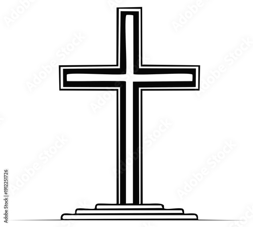 Simple Christian Cross Black and White Religious Symbol of Faith and Hope