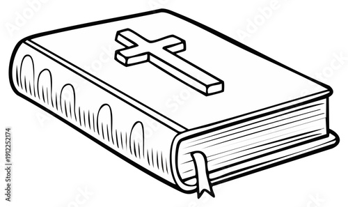 Illustrated book with a cross, simple religious symbol
