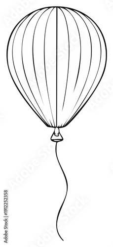 Simple Outline Balloon Floating Upwards With Curving String Attached