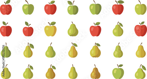 Vibrant apples and pears in colorful arrangement