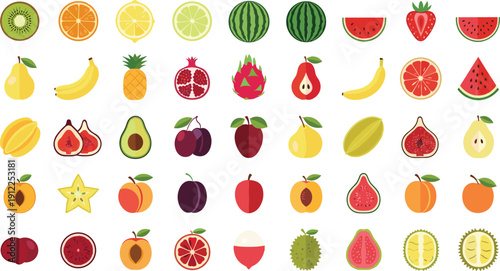 Vibrant fruit collection with exotic tropical fruit