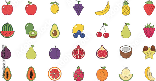 Vibrant fruit collection with exotic tropical fruit