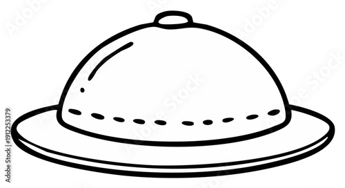 Simple Outline Drawing of a Pith Helmet Headwear Accessory for Outdoor Exploration and Adventure