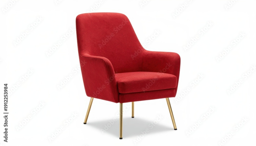 Fototapeta premium Modern red accent chair stylish living room furniture contemporary front view interior design inspiration