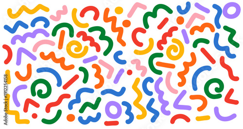 doodle line seamless set for cartoon or illustration