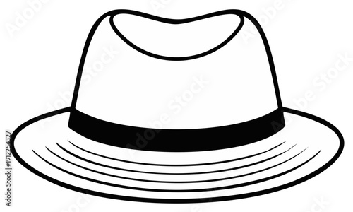 Classic fedora hat with a black band simple outline graphic