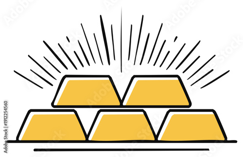 Stack of Shiny Gold Bars Radiating Light and Value