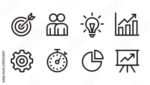 Set of 8 business icons vector