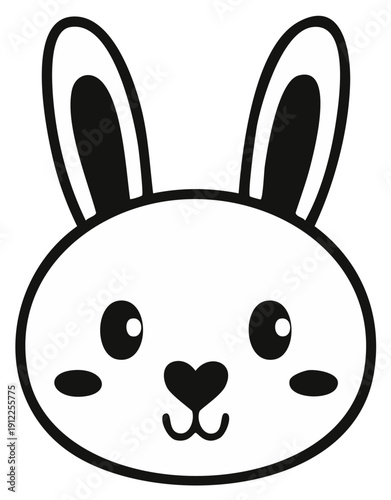 Cute cartoon bunny face with large ears and rosy cheeks