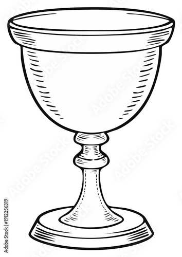 Engraved illustration of a ceremonial chalice with a detailed design.