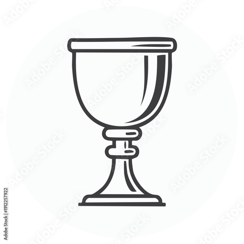 Chalice goblet icon simple line art drawing religious holy cup symbol black white illustration