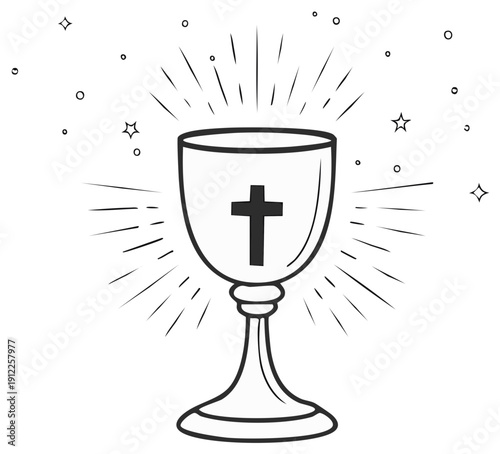 Chalice with cross illustration symbolizing faith and religion.