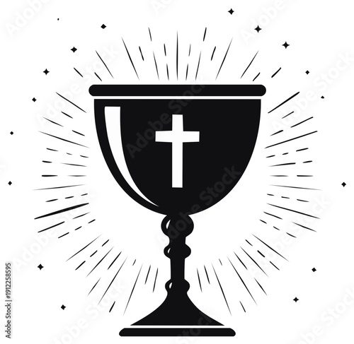 Religious Chalice Symbol Radiating Light Emanating a Deep Sense of Spirituality and Faith
