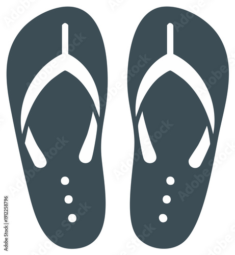 Pair of rubber beach sandals or flip-flops, a simple minimalist vector image, vacation and summer holidays