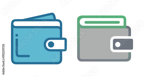 Vector illustration of two wallets for money and cards finance personal accessories storage