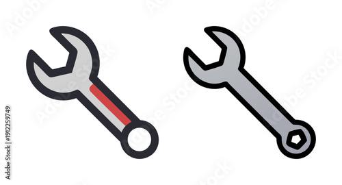 Illustration of two wrenches for repair service and mechanical work maintenance and construction equipment