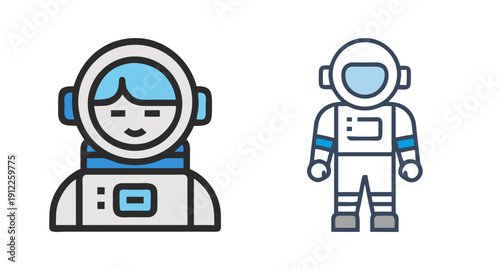 Astronauts in space suits vector illustration for space exploration and science education design